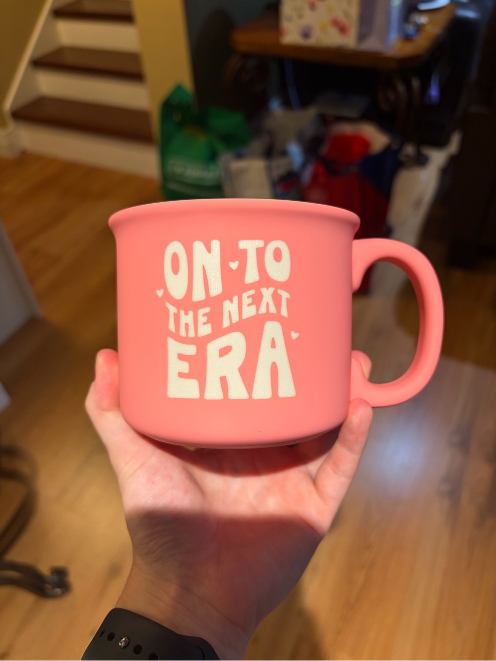 Inspirational Pink Ceramic Mug — "On to the Next Era" (Matte Finish/Laser Cut)